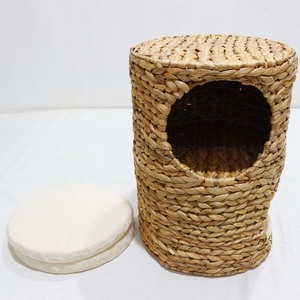 Cama Cueva para Gatos de 2 Niveles de Jacinto de Agua Natural con Cojines Lavables, Mueble Ecológico para Mascotas para Sala de Estar, para Todas las Estaciones - Product Image 4
