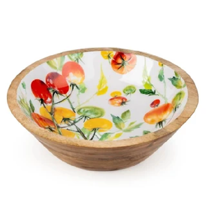 Tazón de madera para servir con diseño de hojas y cítricos mediterráneos para ensalada de frutas a bajo precio - Product Image 2