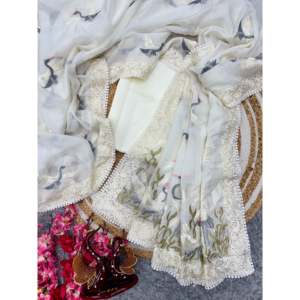 Sari de diseñador para mujer con hermoso trabajo de Bordado de hilo multicolor - Product Image 2