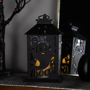 Lanterne à bougie d'Halloween Ghosts, hauteur 11 pouces, noire - Product Image 2