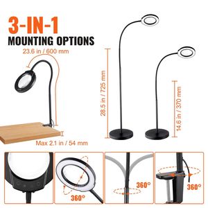 Lampada da pavimento con luce e supporto flessibile a collo d'oca LED 5X - Product Image 6