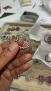 Natural <b>Emerald</b> & Diamond Sterling 925 <b>Silver</b> Handmade <b>Ring</b> - Product Image 4