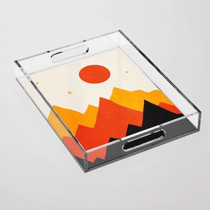 Bandeja de servir acrílica moderna de forma rectangular, transparente, con diseños impresos, para la zona de estar, como adorno de encimera, a los precios más bajos. - Product Image 4