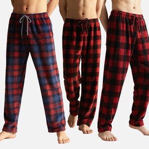 Pantalones de Pijama de Franela a Cuadros para Hombre, 280GSM, Tejido Cálido, con Logotipo Bordado Personalizado, Marca Privada OEM - Product Image 1