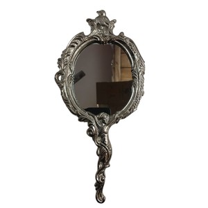 Vintage Baroque Antique Hand <b>Mirror</b> <b>Ornate</b> <b>Silver</b> Embossed Handheld Vanity <b>Mirror</b> for Home Decor Professional Salon Use - Product Image 6