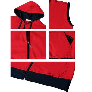 Chaleco con Capucha y Cremallera sin Mangas para Hombre, Rojo Marino, Felpa Francesa, Ropa Casual de Otoño - Product Image 4
