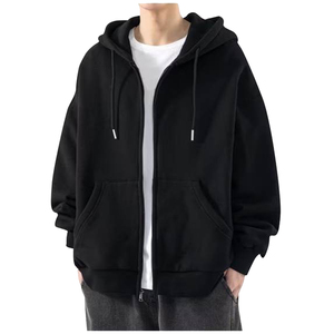 Sweat à capuche zippé personnalisé pour homme, grande taille, mode décontractée, automne, manches longues, polaire chaude, streetwear - Product Image 1