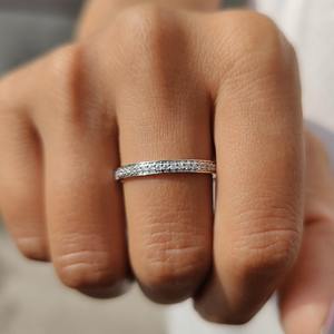 แหวนแต่งงานเพชรทรงกลมขนาดเล็ก 0.25-0.50 กะรัต เพชรเลี้ยงในห้องปฏิบัติการ สำหรับผู้หญิง ทอง 10K/14K/18K / ทองคำขาว PT950 / เงินแท้ S925 - Product Image 5