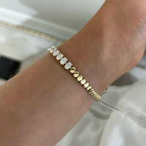 Oval Lab Grown Diamond Tennis <b>Bracelet</b> Custom 14k 18k <b>Solid</b> Gold Classic Statement Everyday Wear Modern Luxury Jewelry Wholesale - Product Image 2