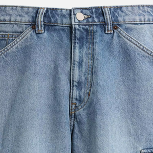 Men’s Light Blue Cargo Denim Shorts Loose Fit Knee Length Baggy Jean Shorts Casual Streetwear Summer Fashion - Product Image 4