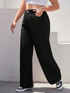 Vaqueros de mezclilla de corte recto para mujer, talla grande, con cintura cómoda y tejido de mezclilla - Product Image 2