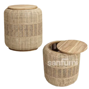 Rattan Wicker <b>Stool</b> Modern Minimalist Design Natural Handmade Living Room Home Furniture for Home Apartment Use - Product Image 5