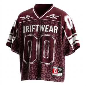 Camiseta de Fútbol Americano Vintage Personalizada, Manga Corta, Cuello en V, Poliéster/Algodón, Secado Rápido, Transpirable, Malla, para Rugby, Ropa de Equipo - Product Image 1