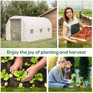 Kit de serre de jardinage grand format 2m x 2m x 4,5m avec 6 fenêtres à roulettes et porte à roulettes, structure en acier, revêtement en verre et polyéthylène - Product Image 6