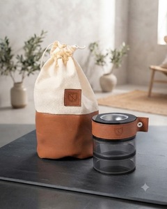 Portable Eco-Friendly Acrylic <b>Incense</b> <b>Burner</b> Bakhoor <b>Holder</b> with Leather Strap Drawstring Storage Bag for Home Decor Mubkhar - Product Image 6