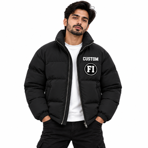 Custom <b>Men's</b> Puffer <b>Jackets</b> With Patch Design Windproof Winter Outerwear Wholesale Quilted Padded Coat Streetwear Supplier USA - Product Image 1