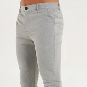 Pantalón Chino de Corte Ajustado, Color Liso, con Bolsillos, Elástico, Formal, Antiarrugas, para Hombre - Product Image 6
