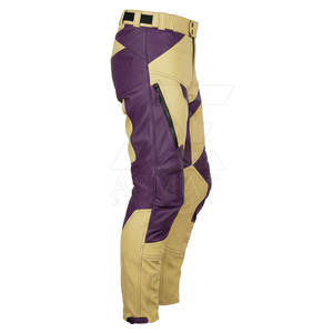 Pantalon de moto en cuir pour homme avec protection renforcée des genoux et design résistant à l'abrasion - Product Image 3