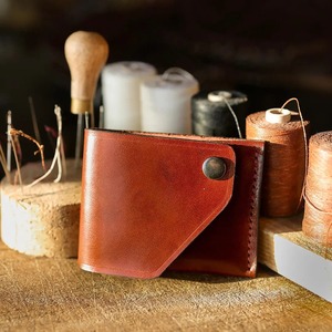 Genuine Leather Handmade <b>Cute</b> Square Slim Bifold <b>Wallet</b> for Men with Multiple Card Slots and Cash Pocket Budget Friendly - Product Image 6