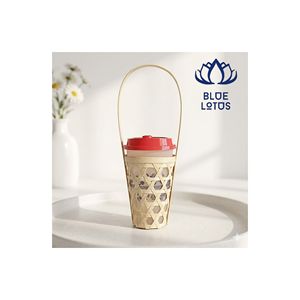Gobelet réutilisable en bambou Blue Lotus Classic avec couvercle et poignée de transport, résistant à la chaleur, écologique, pour bubble tea, café, cadeaux promotionnels - Product Image 1