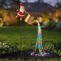 Guirlande lumineuse solaire de Noël multicolore pour extérieur, avec motif de père Noël et bouilloire, pour jardin, pelouse et allée