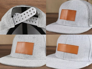 High Quality Flat Brim Snapback Caps Custom Leather <b>Patch</b> Logo 5 Panels Cotton Adjustable Baseball Hat Wholesale Gorras ODM OEM - Product Image 4