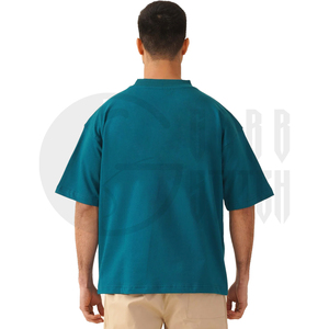 Camiseta Oversize para Hombre, Cuello Simulado, Manga Corta, Algodón, Ajuste Holgado, Estilo Casual Urbano, Lisa, de Gran Gramaje, Top de Moda de Verano - Product Image 4