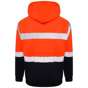 EN ISO 20471 Hi Vis Winter Work Hoodie <b>Orange</b> Black Safety <b>Sweatshirt</b> Reflective Tape Zipper Pockets Pullover Custom High Vis PP - Product Image 2