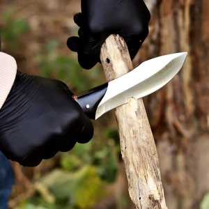 Drop Point Skinner Knife Stainless Steel Blade Micarta Handle Red Leather Sheath Outdoor Use - Product Image 3