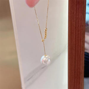 Collar de Perlas de Agua Dulce de Plata S925 para Mujer, para Xiaomi, 3-4 mm, Casi Brillante, Cadena Simple para Bebé con Cadena para Clavícula - Product Image 4