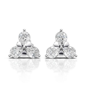 Pendientes de Diamantes en Plata, Diseño Audaz para Hombre, con Tres Piedras Triangulares en Racimo, Chapados en Rodio - Product Image 2