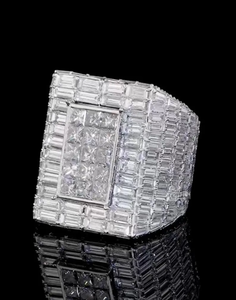 Bague personnalisée en argent sterling 925 avec diamants moissanite taille baguette et taille ronde VVS, style hip-hop, bijoux de luxe pour homme et femme - Product Image 5