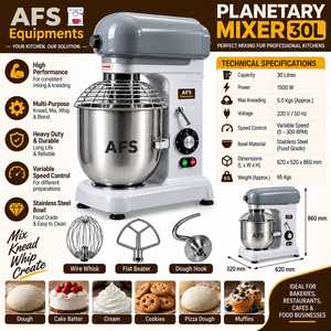 AFS 30L Planetary <b>Mixer</b> 1500W Stainless Steel Bowl Variable Speed Commercial Bakery Dough <b>Mixer</b> 220V 1 Year Warranty - Product Image 1