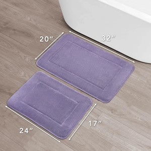 Purple Cotton Bath <b>Mats</b> Rectangle 2 Piece <b>Set</b> Non-Slip Tufted Plush Rug for Home <b>Bathroom</b> Machine Washable - Product Image 4