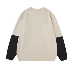 Camiseta Oversize de Manga Larga Unisex Estilo Urbano con Ribete en Contraste en la Parte Delantera, Cuello Redondo, 100% Algodón Jersey, Ajuste Holgado, Ecológica y de Secado Rápido - Product Image 2