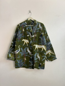 Robe kimono en coton imprimé jungle faite à la main style bohème pour femmes, kimono en velours - Product Image 5