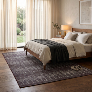 DECORDEC Tapis en laine bordeaux, anthracite et ivoire, motif arbre, tissage plat, écologique, antidérapant, tufté à la main, à poils épais, à motifs répétitifs - Product Image 3