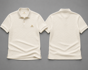 Luxury <b>Cream</b> Honeycomb Knit Polo <b>Shirt</b> Mens Premium Textured Cotton Golf Wear OEM ODM Custom Factory Apparel Polo Top - Product Image 3