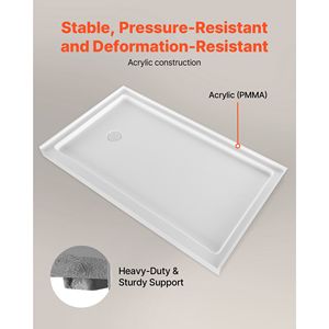Piatto Doccia Rettangolare in Acrilico PVC Bianco 60"L X 36"W con Superficie Antiscivolo per Uso Interno - Product Image 4