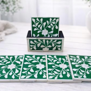 Juego de Posavasos de Madera con Incrustaciones de Hueso de la Mejor Calidad, Personalizado, Fabricante Indio, Tapete y Base para Cocina y Comedor - Product Image 1