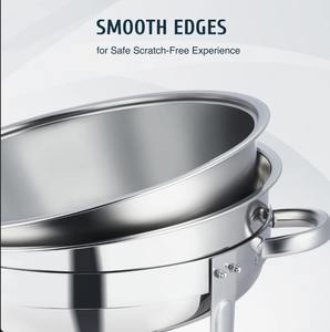 Juego de 6 calentadores de comida redondos comerciales de 6 cuartos de galón, de acero inoxidable, con tapa de vidrio, al mejor precio. - Product Image 6