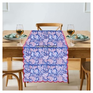 Hand Block Floral Print Indian Cotton Embroidery Edge <b>Table</b> <b>Runner</b> for Wedding Events Home Decor Hotel Restaurant Bohemian Style - Product Image 2