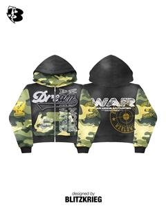 Sudadera con capucha y cremallera Black Camo War Mode |   Chaqueta con Capucha y Estampado Gráfico Extra Grande |   Chaqueta Táctica de Estilo Urbano de la Marca Studios, Etiqueta Privada OEM - Product Image 1
