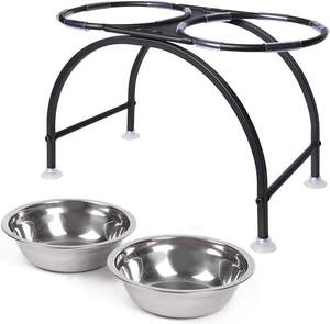 Dog Bowl <b>Stand</b> with Stainless Steel Feeding Bowls Raised Pet Food Water Feeder for Dogs and <b>Cats</b> - Product Image 1