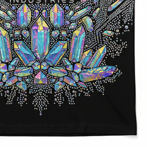 T-shirt personnalisé avec logo en strass, vente en gros, t-shirts graphiques de luxe avec cristaux, coton lourd de haute qualité, vêtements pour femmes - Product Image 3