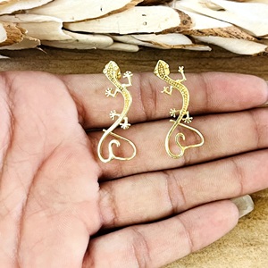Nuevos pendientes de moda estilo bohemio con diseño de lagarto, joyería de latón con animales, pendientes delicados de gecko chapados en oro de 18 quilates para mujer, venta al por mayor OEM ODM - Product Image 2