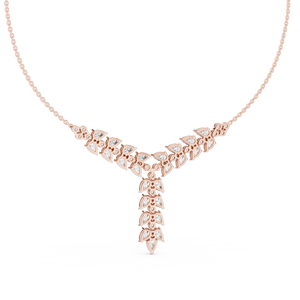 10K Rose Gold Lab Grown Diamond Rose Gold Marquise & Round Diamond Drop <b>Necklace</b> for Women Luxury Bridal <b>Statement</b> Jewelry - Product Image 4