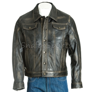 Trendy Regular Fit Bulk Quantity Factory Made Solid Color Cowhide Leather <b>Jacket</b> Sheepskin Leather <b>Jacket</b> - Product Image 2