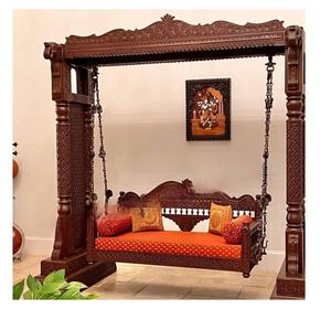 Mehndi Haldi <b>Wedding</b> Jhula Swing Wooden Carved Bench Seating <b>Frame</b> for Stage Decor Indian Mandap Event Furniture Set - Product Image 1