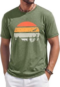 เสื้อยืดแขนสั้นผู้ชายสีเขียวมะกอก พิมพ์ลายกวางในป่าตอนพระอาทิตย์ตก ผ้าฝ้ายทรงปกติ คอกลม ผ้าเจอร์ซีย์ถัก ระบายอากาศได้ดี - Product Image 4